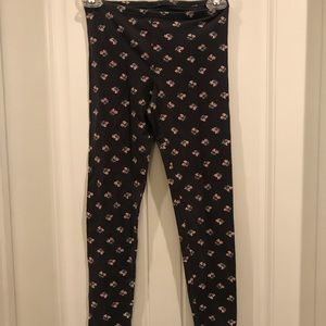 Grey floral leggings with sweet pink flowers